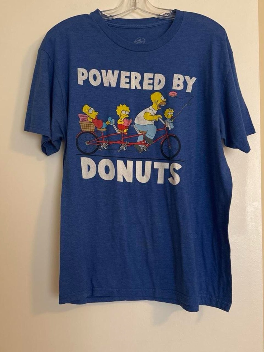 The Simpsons Powered by Donuts Blue Graphic T-Shirt Size L